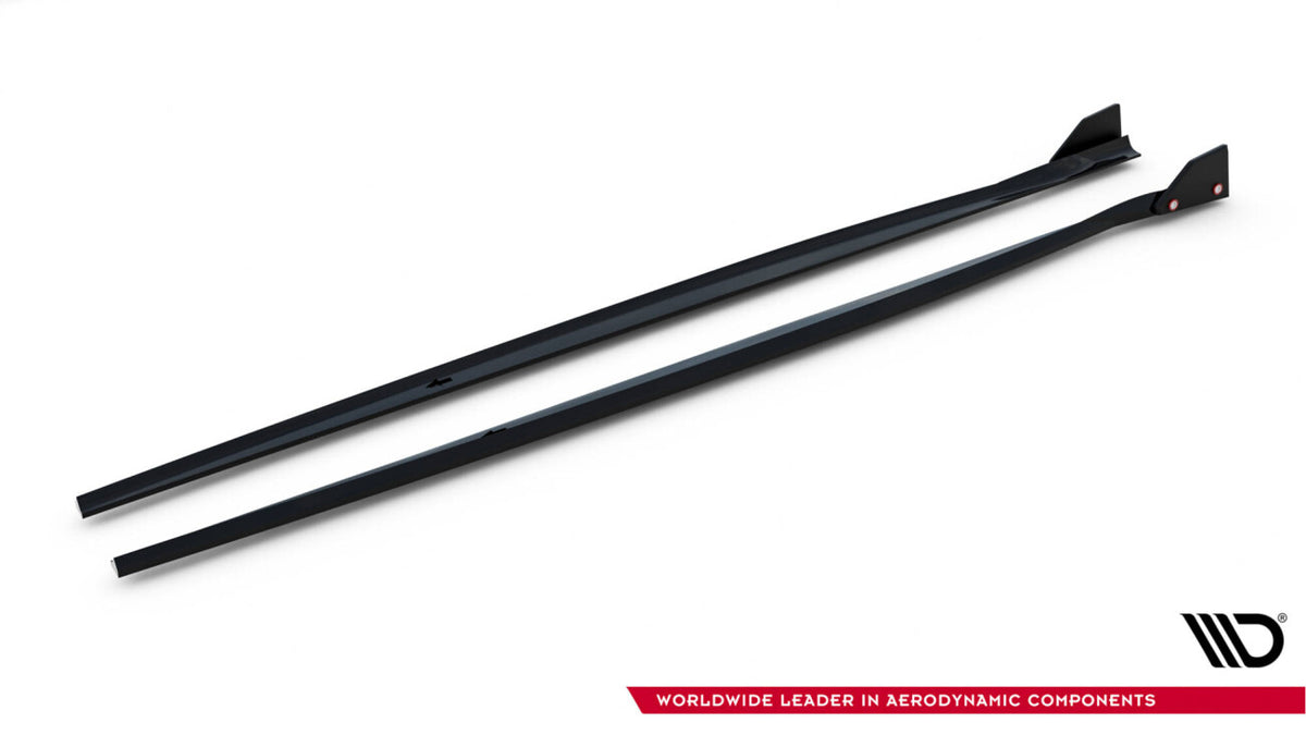 Seitenschweller Ansatz V.4 passend für BMW 1er M-Paket / M140i F20 FL schwarz Hochglanz + Flaps matt
