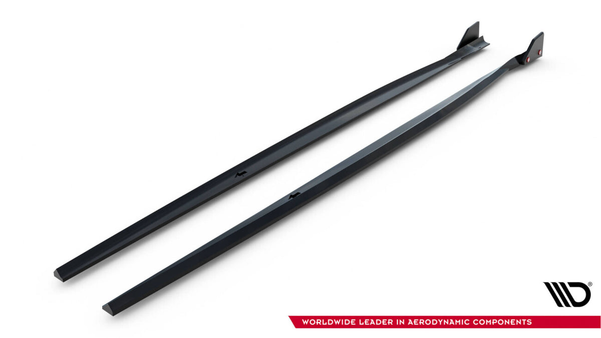 Seitenschweller Ansatz V.4 passend für BMW 1er M-Paket / M140i F20 FL schwarz Hochglanz + Flaps matt