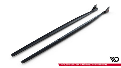 Seitenschweller Ansatz V.4 passend für BMW 1er M-Paket / M140i F20 FL schwarz Hochglanz + Flaps matt
