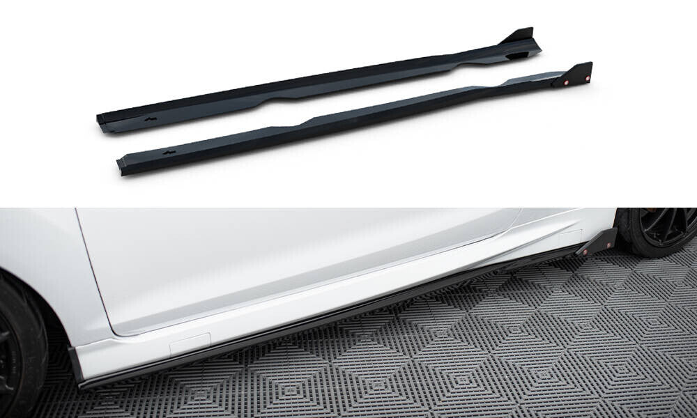 Seitenschweller Ansatz V.4 passend für Ford Fiesta ST / ST-Line Mk7 schwarz Hochglanz + Flaps matt