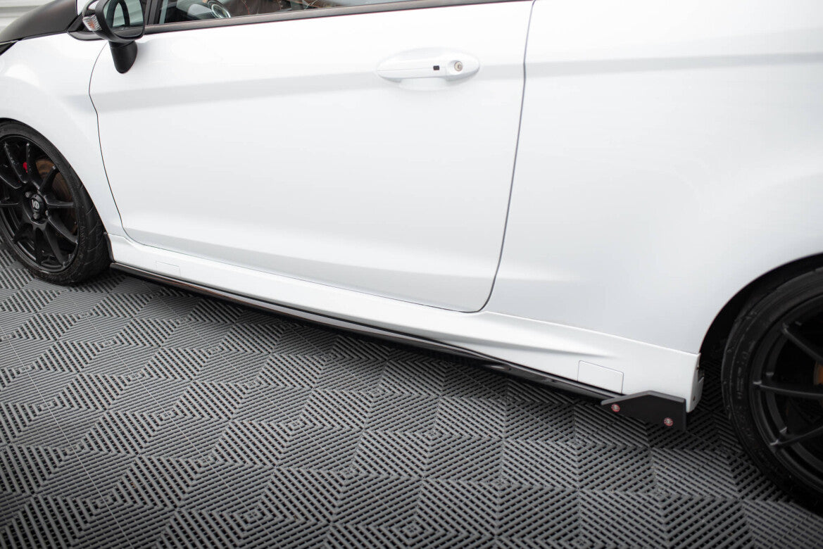 Seitenschweller Ansatz V.4 passend für Ford Fiesta ST / ST-Line Mk7 schwarz Hochglanz + Flaps matt