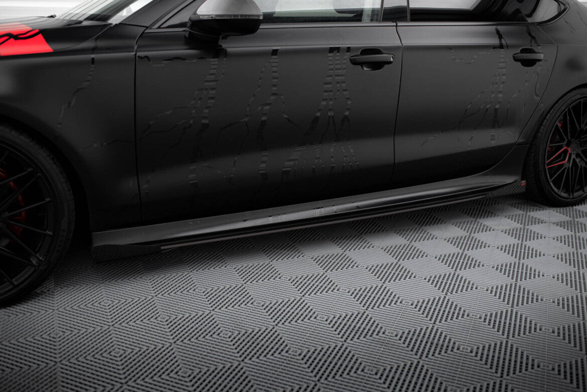 Seitenschweller Flaps passend für Audi A7 RS7 Look C7 schwarz Hochglanz