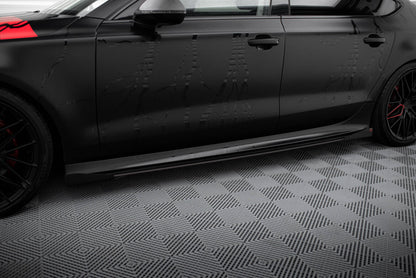 Seitenschweller Flaps passend für Audi A7 RS7 Look C7 schwarz Hochglanz