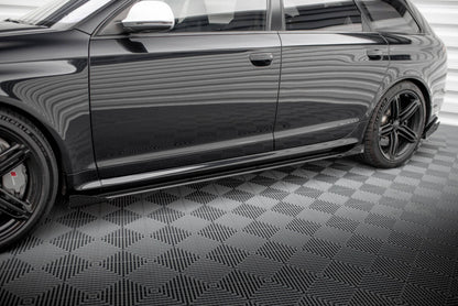 Seitenschweller Flaps passend für Audi RS6 Avant C6 schwarz Hochglanz