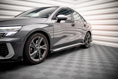 Seitenschweller Flaps passend für Audi S3 / A3 S-Line 8Y / 8Y FL schwarz Hochglanz