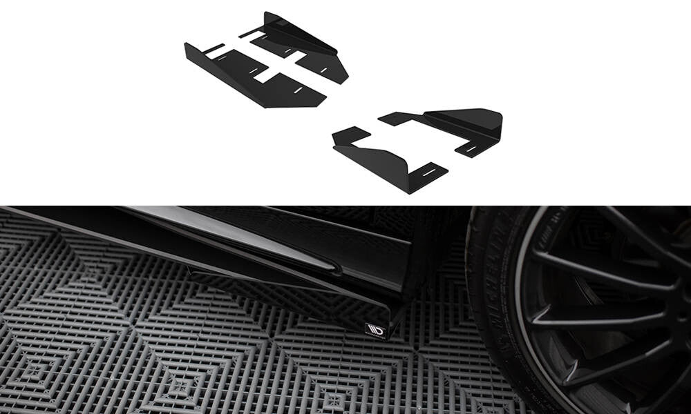 Seitenschweller Flaps passend für Mercedes A AMG-Line W176 FL schwarz Hochglanz