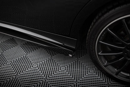 Seitenschweller Flaps passend für Mercedes A AMG-Line W176 FL schwarz Hochglanz