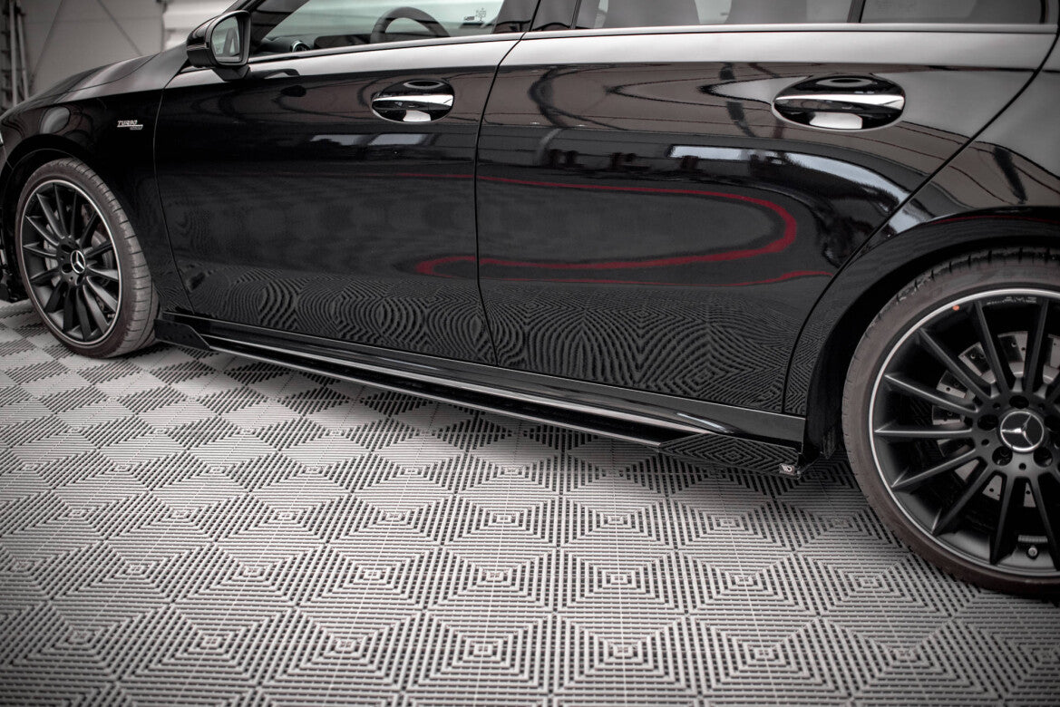 Seitenschweller Flaps passend für Mercedes A35 AMG / AMG-Line Aero Pack W177 schwarz Hochglanz