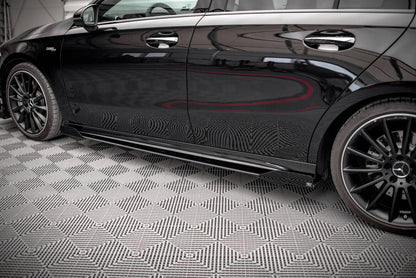 Seitenschweller Flaps passend für Mercedes A35 AMG / AMG-Line Aero Pack W177 schwarz Hochglanz