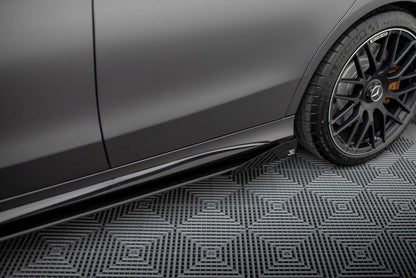 Seitenschweller Flaps passend für Mercedes-AMG C63 Limousine / Kombi W205 FL schwarz Hochglanz