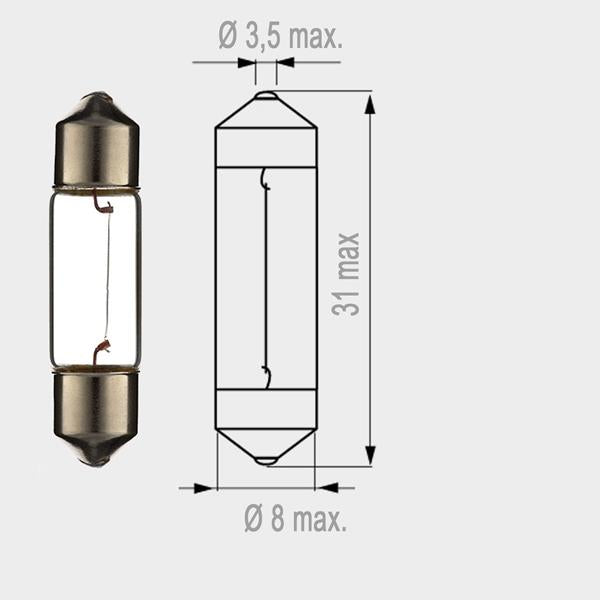 Lampe 12V 3W Soffitte 8 x 31mm SV7