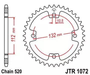 Kettenrad hinten Stahl JT JTR1072.38, 38 Zähne Teilung 520