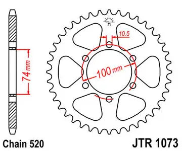 Kettenrad hinten Stahl JT JTR1073.46, 46 Zähne Teilung 520