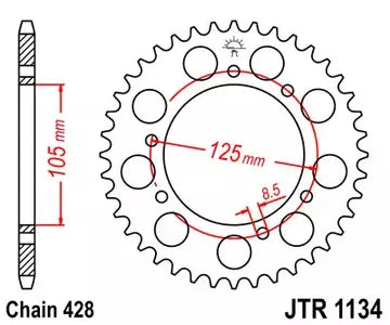 Kettenrad hinten Stahl JT JTR1134.48, 48 Zähne Teilung 428