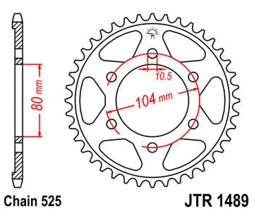 Kettenrad hinten Stahl JT JTR1489.42, 42 Zähne Teilung 525
