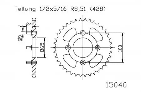 Kettenrad hinten Stahl JT JTR1540.41, 41 Zähne Teilung 428