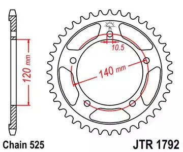 Kettenrad hinten Stahl JT JTR1792.47, 47 Zähne Teilung 525