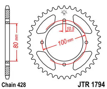 Kettenrad hinten Stahl JT JTR1794.45, 45 Zähne Teilung 428