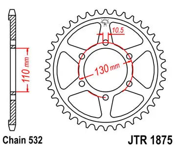Kettenrad hinten Stahl JT JTR1875.48, 48 Zähne Teilung 532