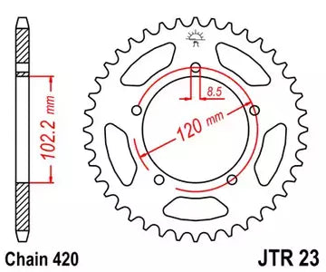 Kettenrad hinten Stahl JT JTR23.47, 47 Zähne Teilung 420