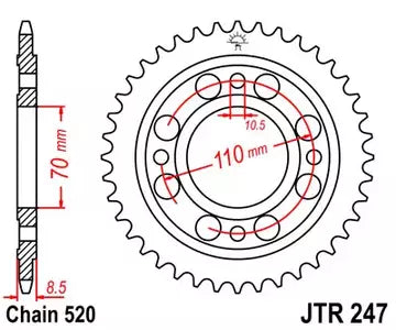 Kettenrad hinten Stahl JT JTR247.35, 35 Zähne Teilung 520
