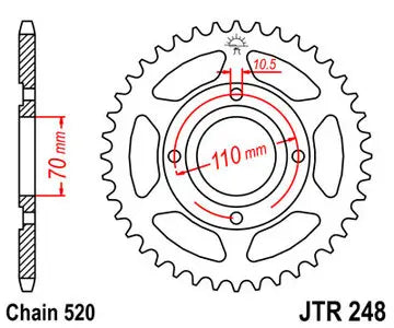 Kettenrad hinten Stahl JT JTR248.44, 44 Zähne Teilung 520
