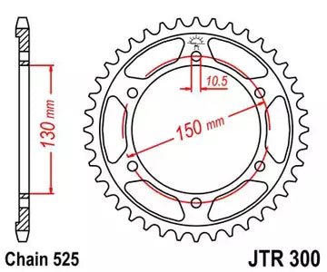 Kettenrad hinten Stahl JT JTR300.47, 47 Zähne Teilung 525