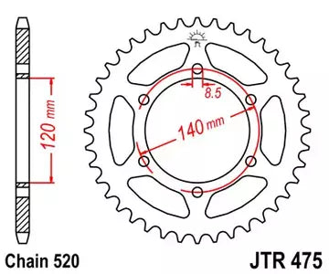 Kettenrad hinten Stahl JT JTR475.40, 40 Zähne Teilung 520