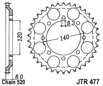 Kettenrad hinten Stahl JT JTR477.43, 43 Zähne Teilung 520