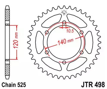 Hinteres Stahlkettenrad JT JTR498.46 46z Größe 525