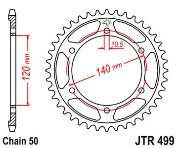 Kettenrad hinten Stahl JT JTR499.42, 42 Zähne Teilung 530