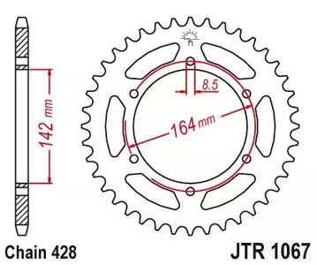 Kettenrad hinten Stahl JT JTR1067.52, 52 Zähne Teilung 428