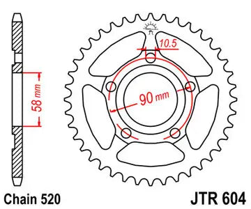 Kettenrad hinten Stahl JT JTR604.38, 38 Zähne Teilung 520