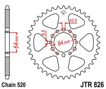 Kettenrad hinten Stahl JT JTR826.47, 47 Zähne Teilung 520