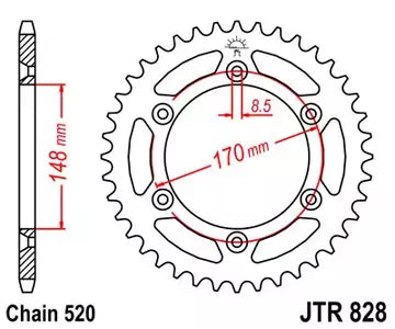 Kettenrad hinten Stahl JT JTR828.42, 42 Zähne Teilung 520