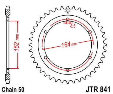 Kettenrad hinten Stahl JT JTR841.42, 42 Zähne Teilung 530