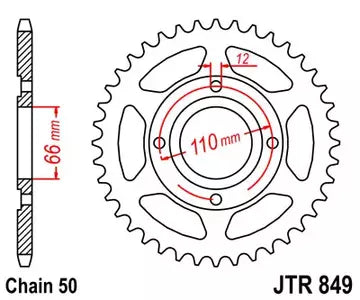 Kettenrad hinten Stahl JT JTR849.38, 38 Zähne Teilung 530