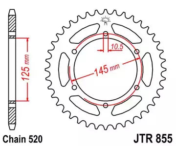 Kettenrad hinten Stahl JT JTR855.46, 46 Zähne Teilung 520