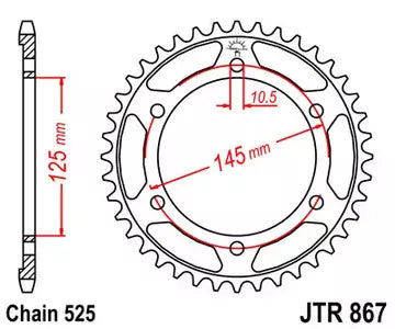 Kettenrad hinten Stahl JT JTR867.43, 43 Zähne Teilung 525