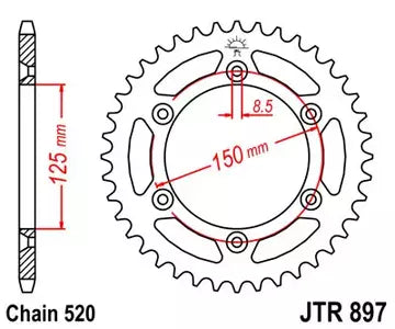 Kettenrad hinten Stahl JT JTR897.42, 42 Zähne Teilung 520
