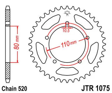 Kettenrad hinten Stahl JT JTR1075.39, 39 Zähne Teilung 520