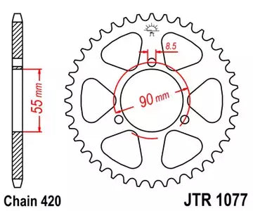 Kettenrad hinten Stahl JT JTR1077.47, 47 Zähne Teilung 420
