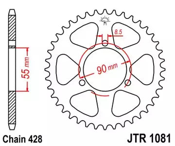 Kettenrad hinten Stahl JT JTR1081.46, 46 Zähne Teilung 428