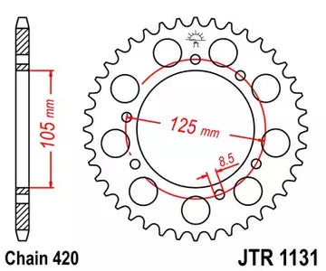 Kettenrad hinten Stahl JT JTR1131.58, 58 Zähne Teilung 420