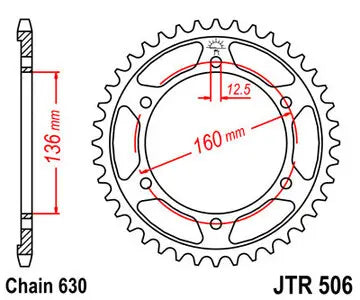 Kettenrad hinten Stahl JT JTR506.40, 40 Zähne Teilung 630