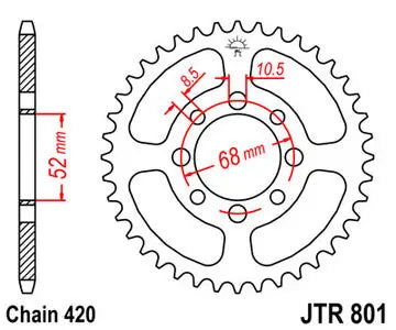 Kettenrad hinten Stahl JT JTR801.37, 37 Zähne Teilung 420