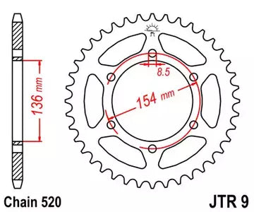 Kettenrad hinten Stahl JT JTR9.47, 47 Zähne Teilung 520