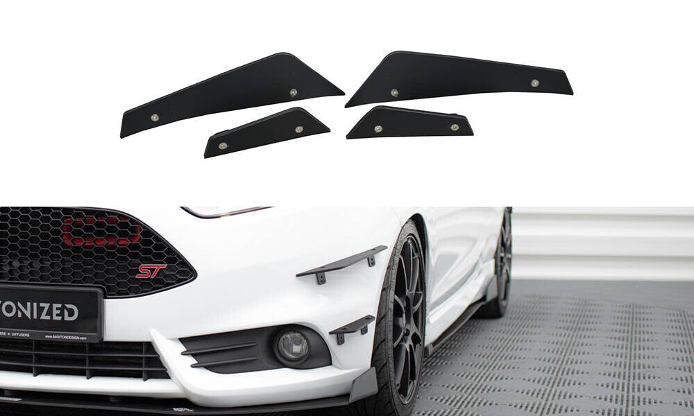 Stoßstangen Flaps Wings vorne Canards passend für Ford Fiesta 7 ST Mk7 FL schwarz matt