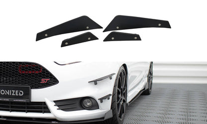 Stoßstangen Flaps Wings vorne Canards passend für Ford Fiesta 7 ST Mk7 FL schwarz matt