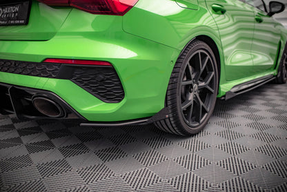 Street Pro Diffusor Flaps passend für Audi RS3 Limousine 8Y schwarz matt + Hochglanz Flaps